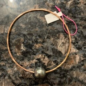 silver Tahitian Pearl bangle rose gold